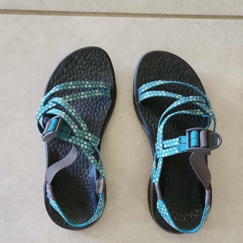 Blue Flowered Chacos